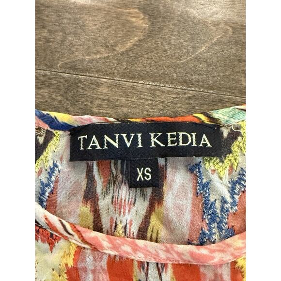 Tanvi Kedia Anthropologie Womens Batwing Sleeve Sequins Embroidered Top Size XS - Picture 5 of 8